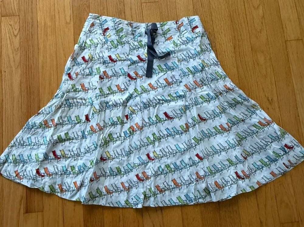 Liz Claiborne Beach Chair Print Cotton A-Line Skirt Size 6